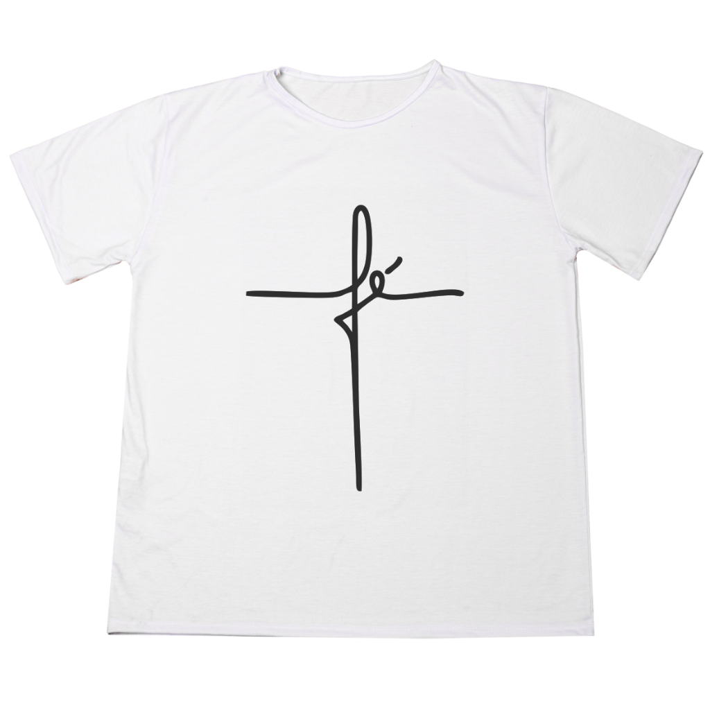Camisa  frase Evangélica Fé  Estampa Em Alta Qualidade E Durabilidade Anti-pilling 100% Poliéster PROMOÇÃO Plus size