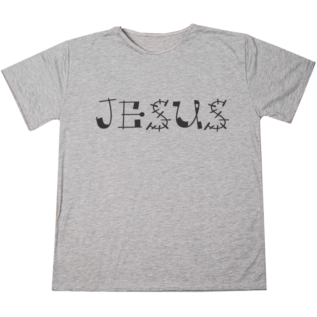 Camiseta Frase Igreja JESUS Estampa Em Alta Qualidade E Durabilidade Anti-pilling 100% Poliéster PROMOÇÃO Plus size CINZ
