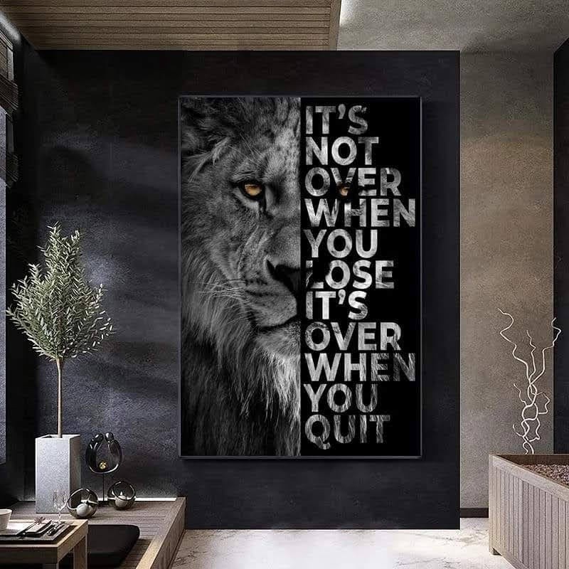 Quadro Decorativo GRANDE Alta Resolução Para Sala Quarto Escritório Quadro de Leão Frase 1 Peça 70x90