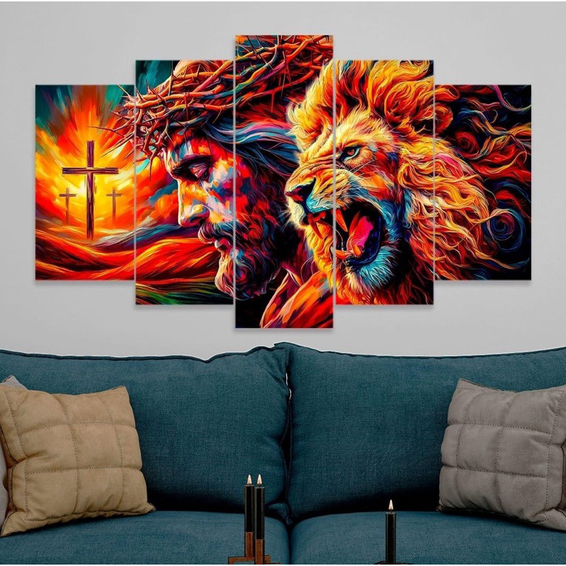 Quadros Decorativos Sala Mosaico Leão Filhote Quarto Escritório Frases Paisagens Alta Resolução