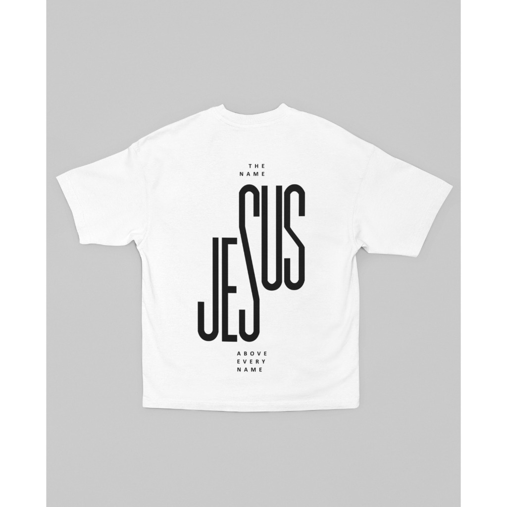 Camisa Camisão Oversized The Name Jesus Estampa Frases Religiosas 100% Algodão Alta Qualidade Fé