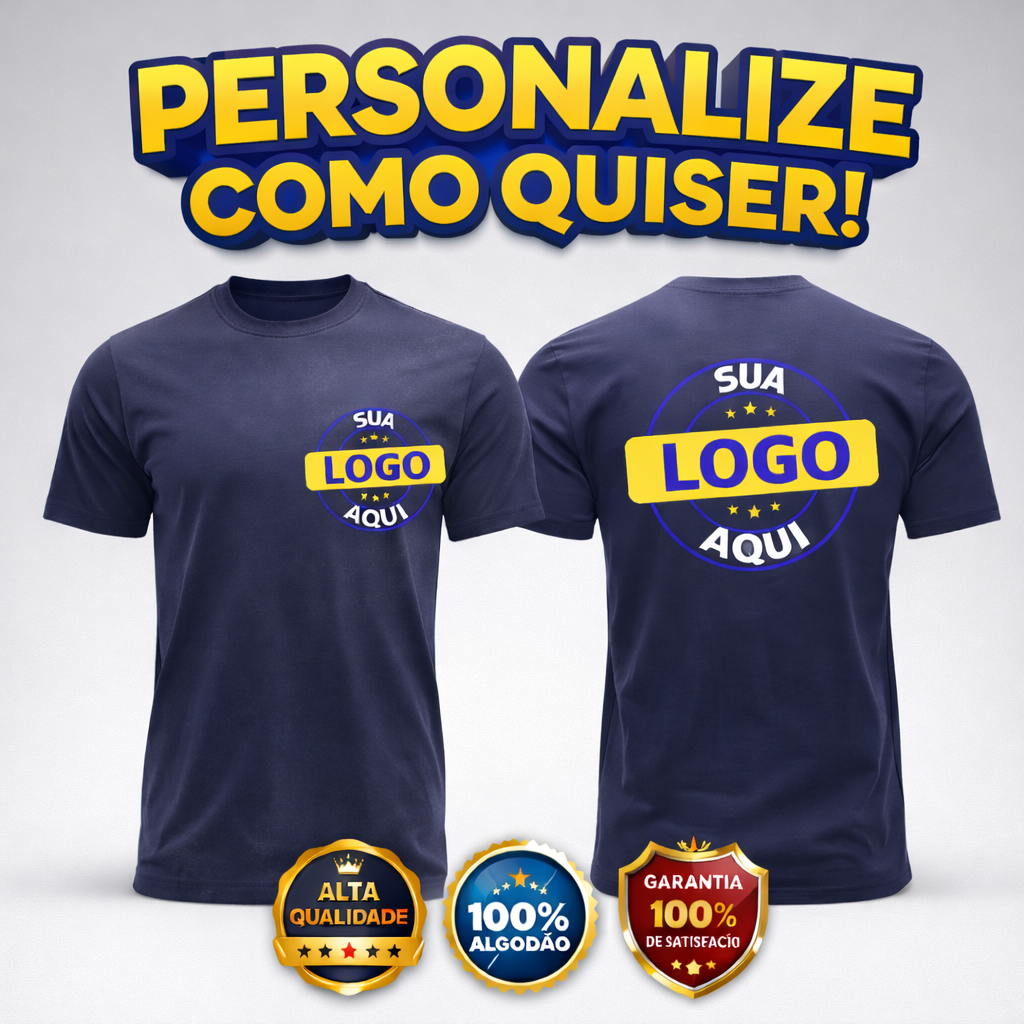 CAMISETA 100% ALGODÃO ESTAMPADA ART LOGO FRASE FOTO UNIFORME PERSONALIZADA ALTA DEFINIÇÃO UNISSEX