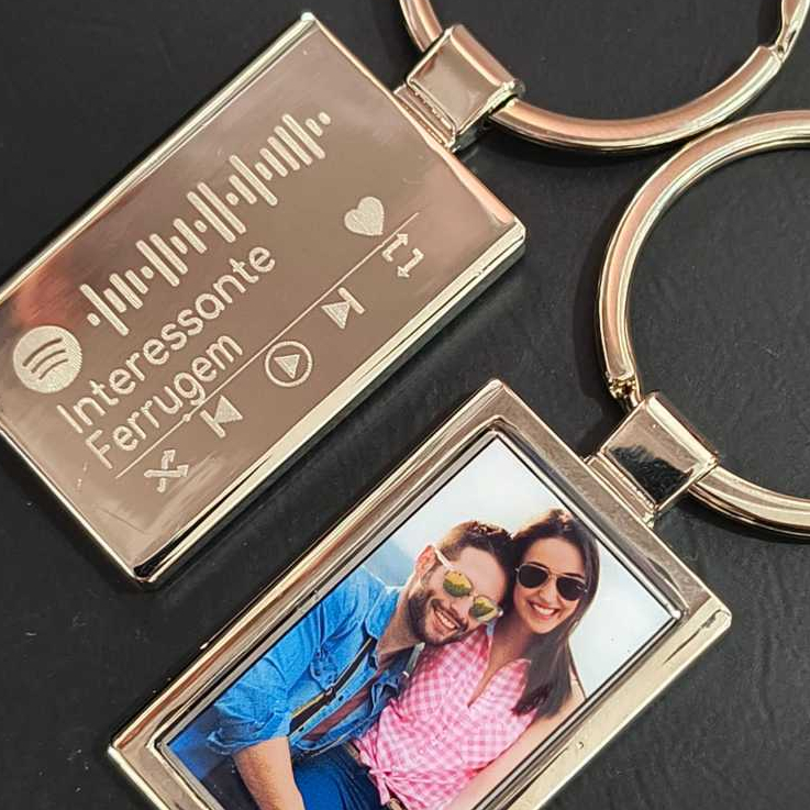 Chaveiro Personalizado Com foto Colorida e Código Spotify - sua musica preferida - presente inesquecível - Dia dos Pais