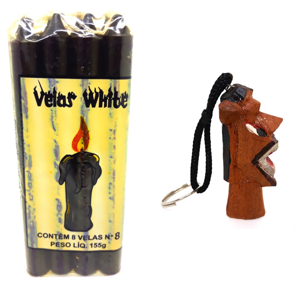 Vela Preta Número 8 Ritual Umbanda Exú Pomba Gira Chaveiro Carranca Proteção Espiritual Macumba Kit