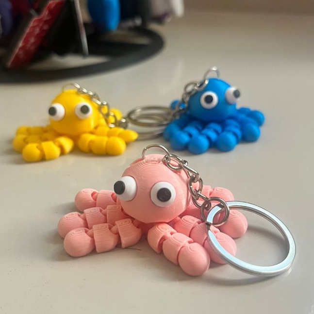 kit 3 Mini Chaveiro Polvo Articulado – Colorido e Divertido | Presente Criativo