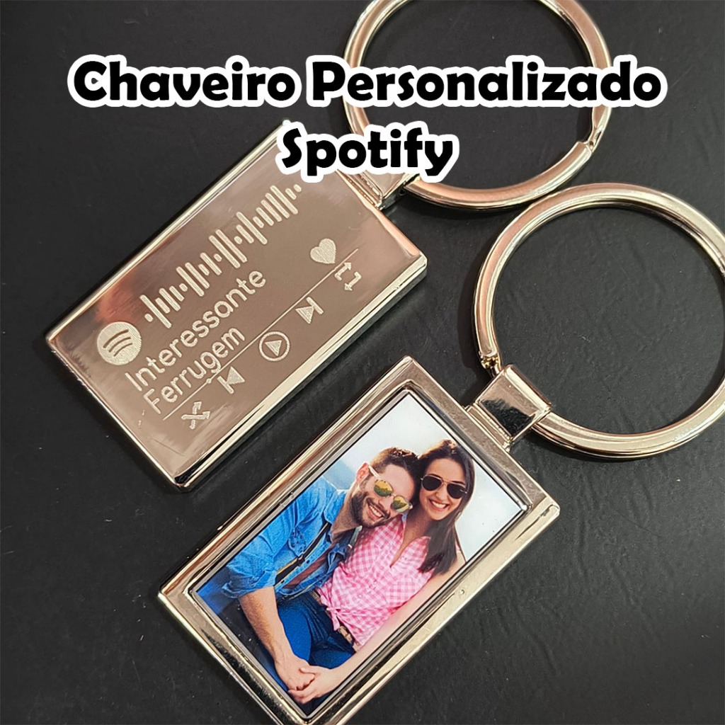 Chaveiro Personalizado Spotify - família - casais - foto colorida - presente - lembrança - dia dos namorados - pai -mães