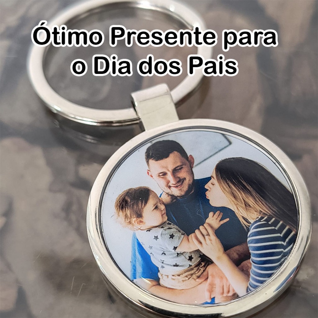 Presente dia dos Pais Chaveiro Personalizado com a Foto colorida - lembrança - Família