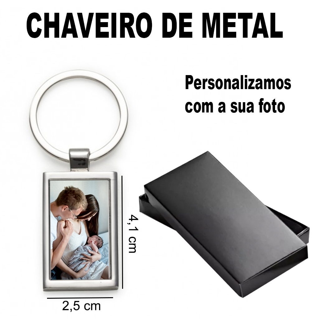 Chaveiro personalizado - Foto Colorida - Casal - Família - Presente - Dia dos Pais - mães - pet - lembranças