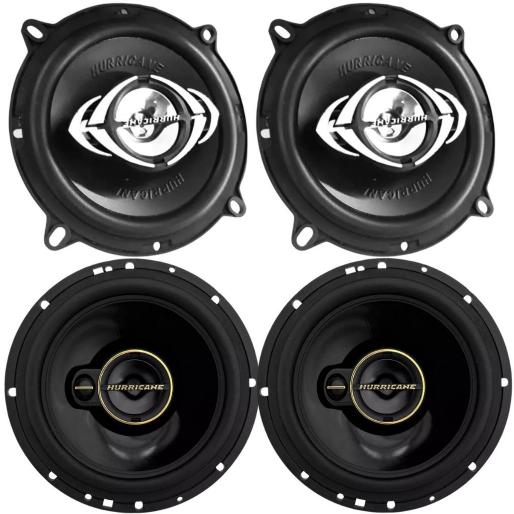 Kit Alto Falante Portas Dianteiras Traseiras 250w Hurricane 130w 5 e 6 Polegadas