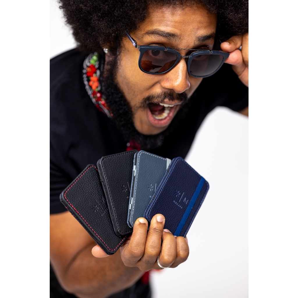 Maktub Carteira masculina Mágica Flip Masculina Azul porta Cartão Cnh dinheiro