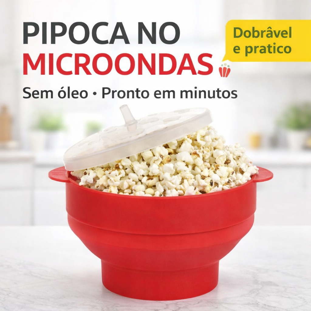 🍿 Pipoqueira Silicone Micro-ondas Retrátil 2L Faz Pipoca Sem Óleo