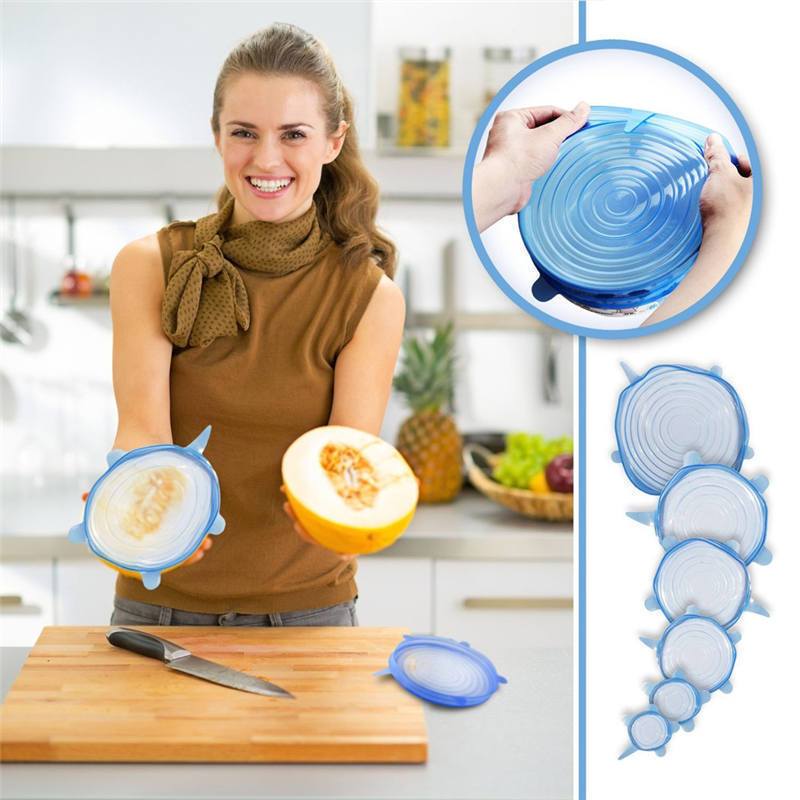 6 Peças Tampa Silicone Material De Segurança Conservação Dos Alimentos Forno De Microondas Disponível