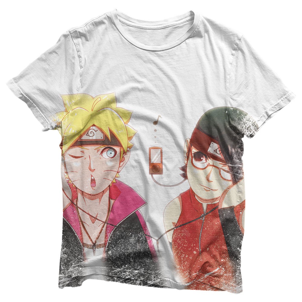 Camisa Boruto & Sarada Uchiha Escutando Música - Camisas Casais Estampa Total