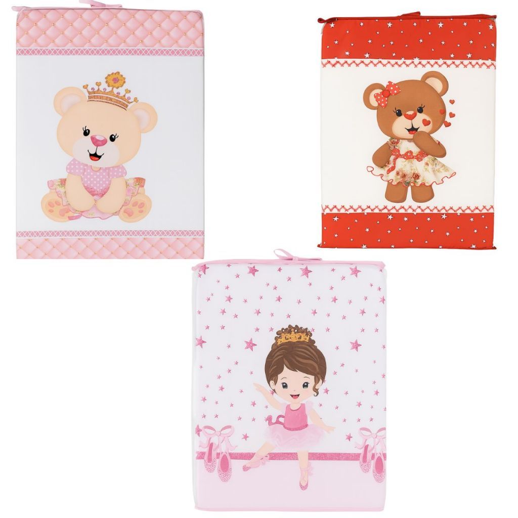 Trocador Anatômico com Capa Bebê Cômoda Fraldas Americano Sublimado Meninas | Várias Estampas