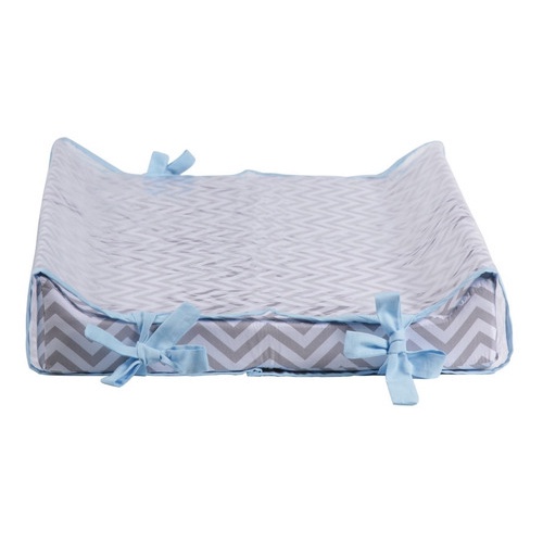 Trocador De Cômoda Americano Chevron Cinza Com Azul Bebê