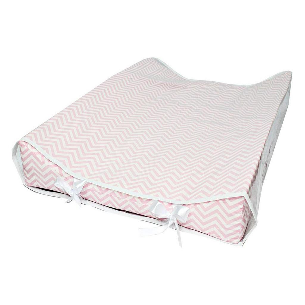 Trocador Bebe Americano Chevon rosa + capa plastica branca