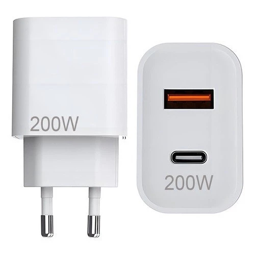Carregador Turbo Power 200W Rápido Tipo C duas Saídas USB e Tico C