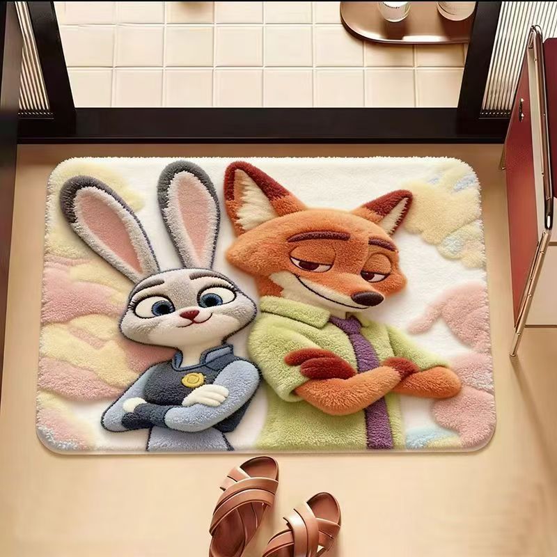 [Novo produto] imitação de caxemira Animal louco cidade tapete quarto dos desenhos animados antiderrapante pé tapete ban