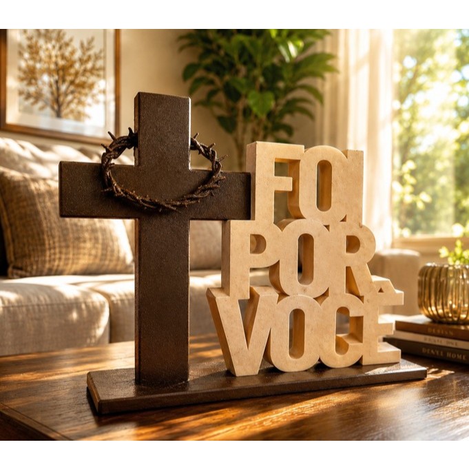 Enfeite Decorativo Cristão Foi Por Você Presente Pais Mães Mesa de Santa Ceia do Senhor Igrejas e Fé