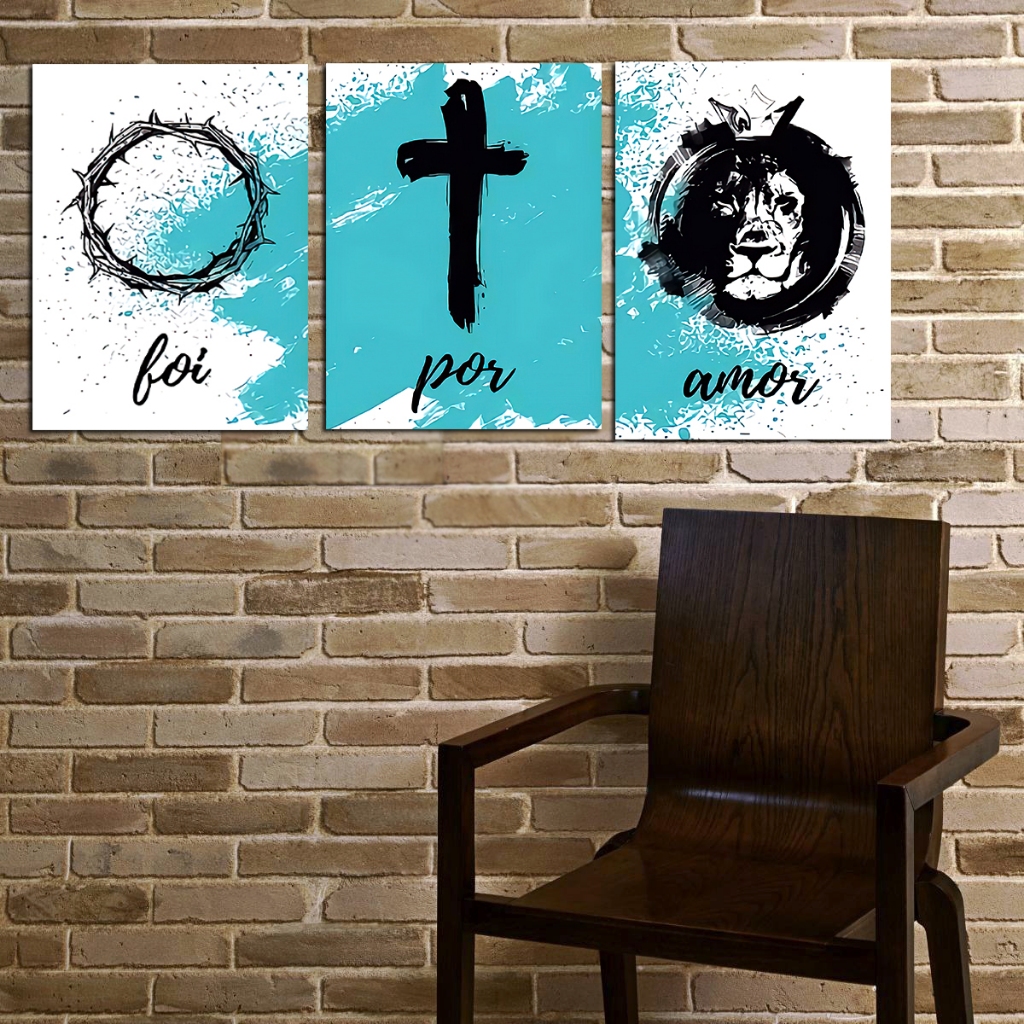 Trio Placa Quadro Decorativo mdf 20x28cm Foi Por Amor Decoração Sala, Quarto, Escritório kit11