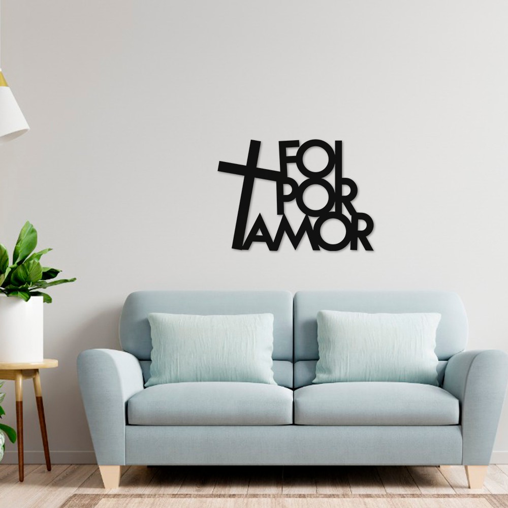 Aplique Frase Foi Por Amor  MDF