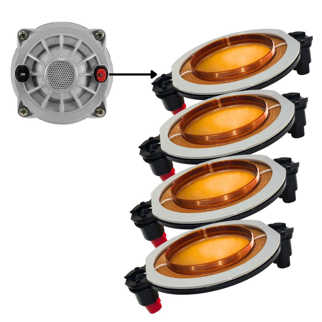 Kit 4 Reparo Driver D250 x Corneta D250x Alumínio 100W Som Automotivo compativel com selenium jbl