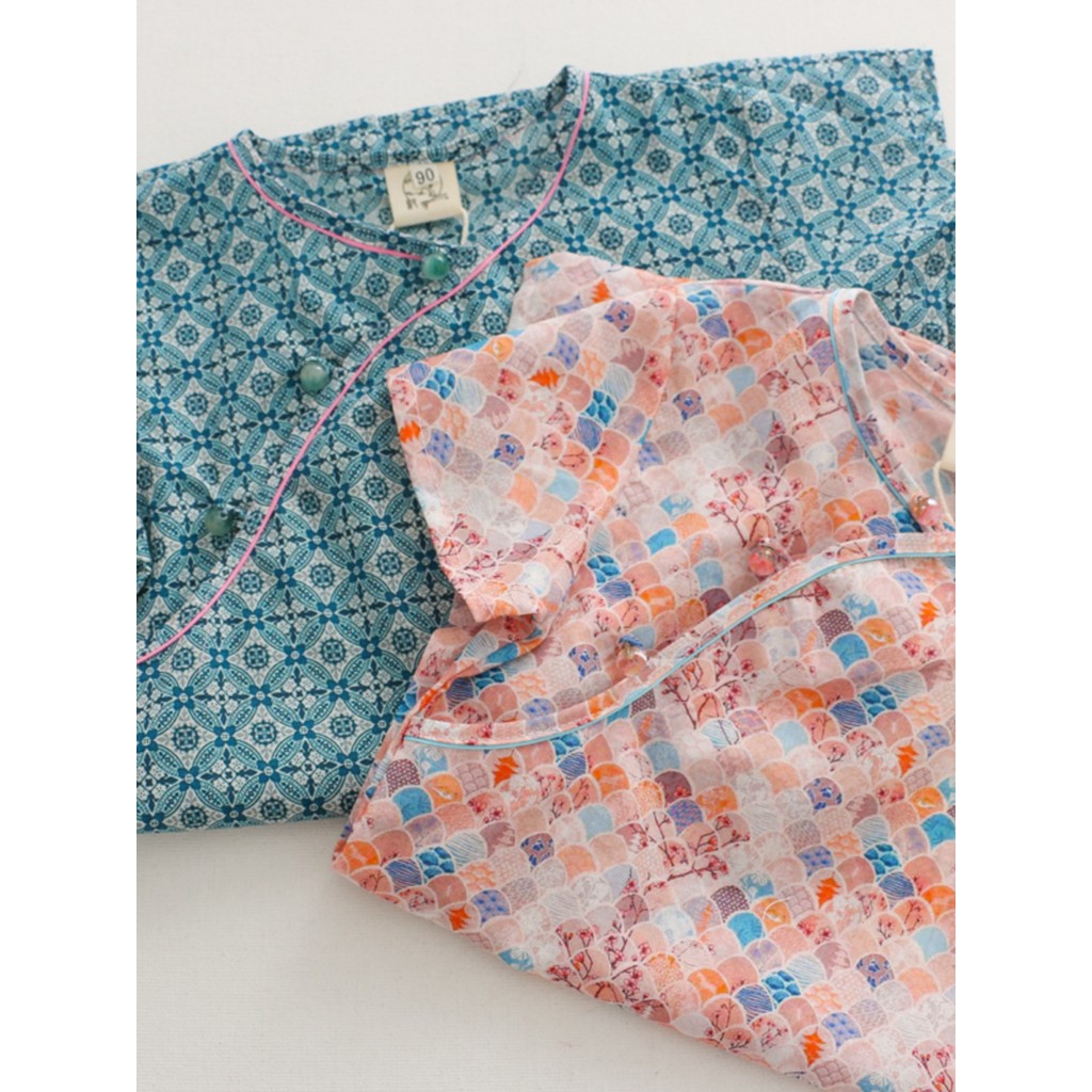 Meninas leve algodão puro Hanfu menina Retro vestido crianças Floral Cheongsam em torno do pescoço Tang terno estilo ver