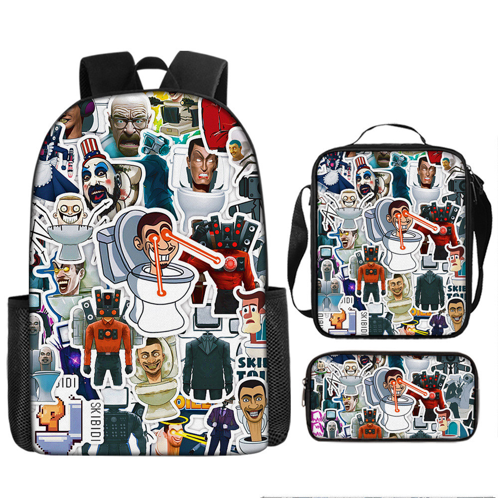 Conjunto De Bolsa Escolar Skibidi Primária E Secundária 20L , Mochila De Desenho Animado De 16 Polegadas Para Reduzir Ca