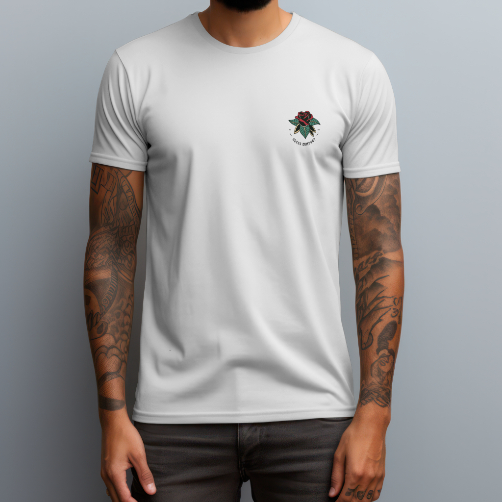 Camiseta Básica Flor Old Camisa Estampa Floral Rosa 100% Algodão Confortável Masculina Malha