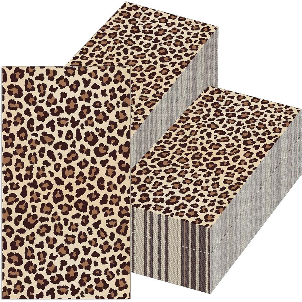 40 Pcs Leopard Print Guest Napkins - Brown Safari Animal Cheetah Design Disposable Paper Napkins, 7.9 x 4.3 Inch for Bat