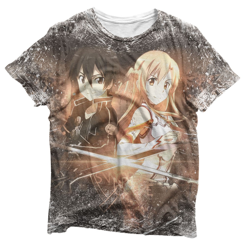 Camisa Asuna & Kirito - Camisas Casais Estampa Total