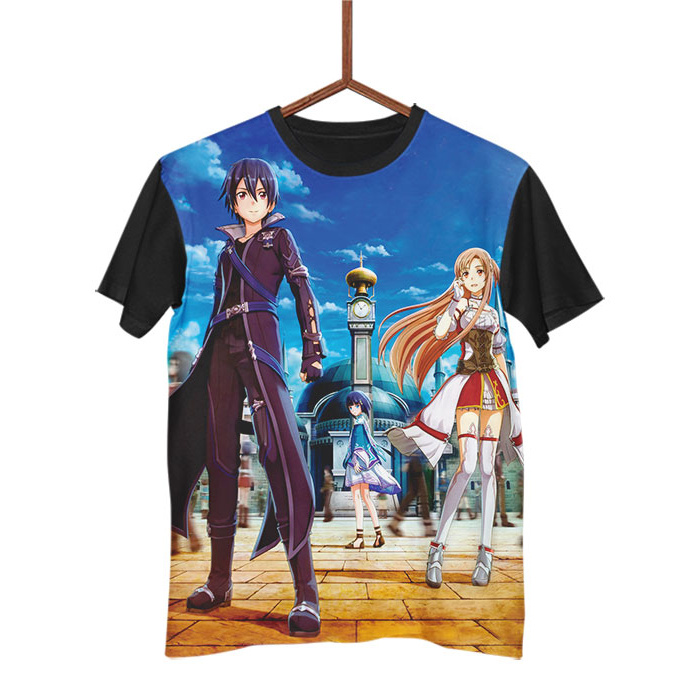 Blusa Camisa Anime Sword Art Online Isekai Kirito Asuna Poster