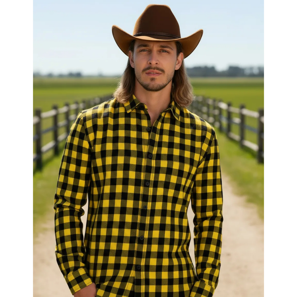 Camisa All Brazil Country Flanela Xadrez Slim Longa Sem Bolso (Modelagem Justa)