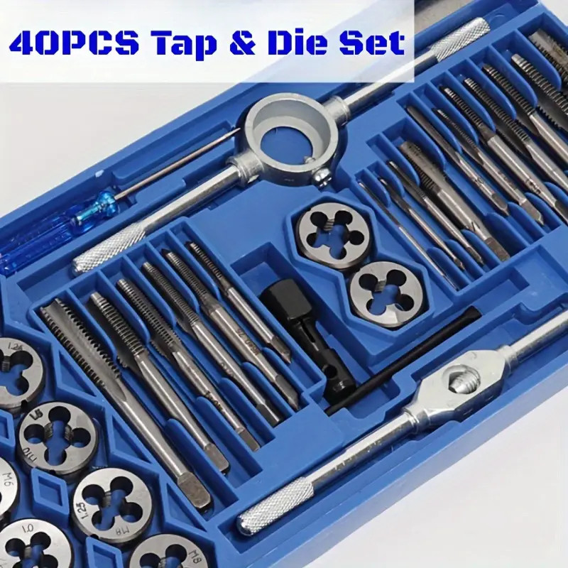 Kit Jogo 40 Pçs De Tarraxas Macho e matrizes Para Abrir Roscas M3 A M12 métrico Resistente Com caixa com cupom 4.71 Vari