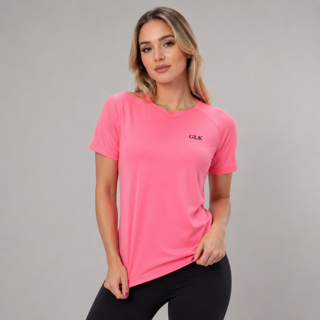 Camiseta Feminina Manga Curta Para Treino Academia Corrida Caminhada Baby Look Mulher - GLK Sports