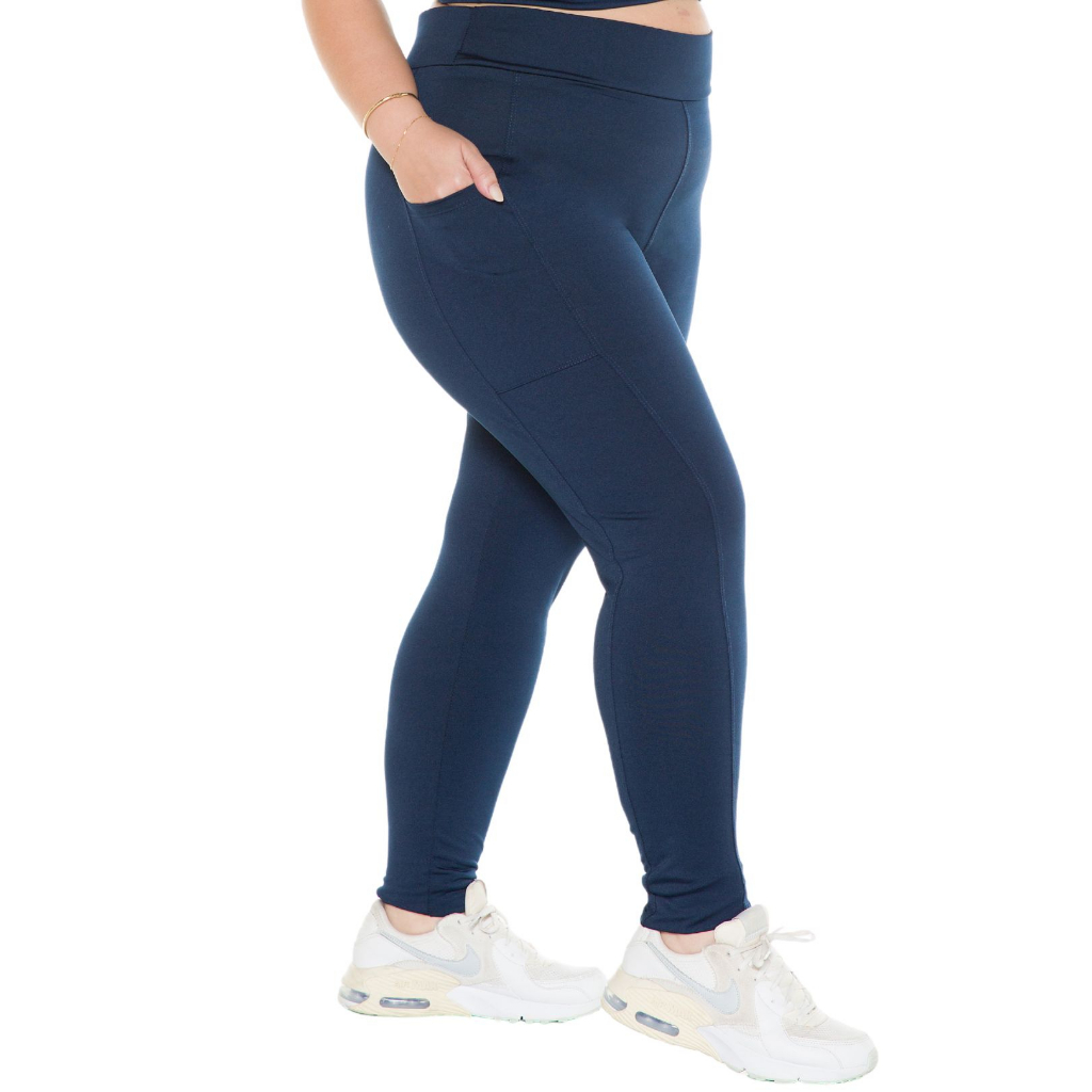 Calça Legging Plus Size Feminino Confortável Com Bolso De Suplex Moda Mulher Academia Fitness Treino