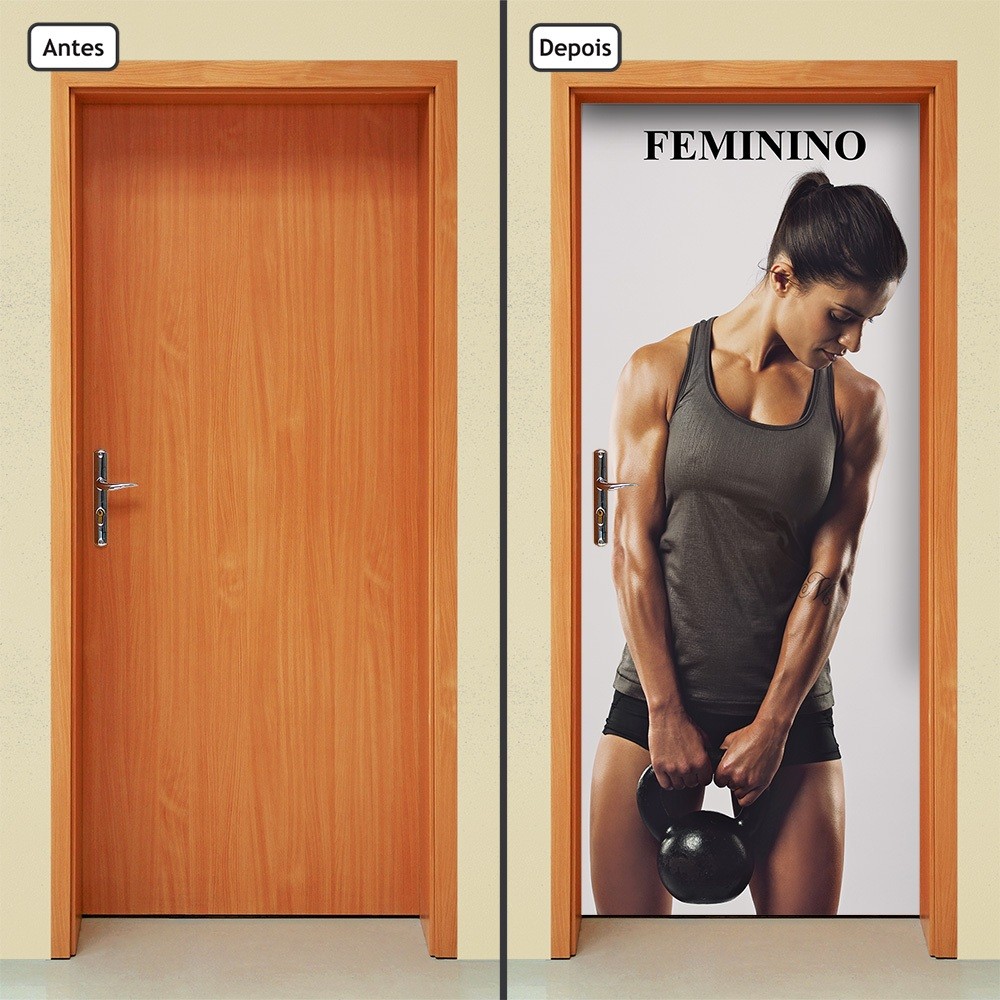 Adesivo Decorativo de Porta Parede Vidro Casa Academia Fitness Musculação Homem Mulher