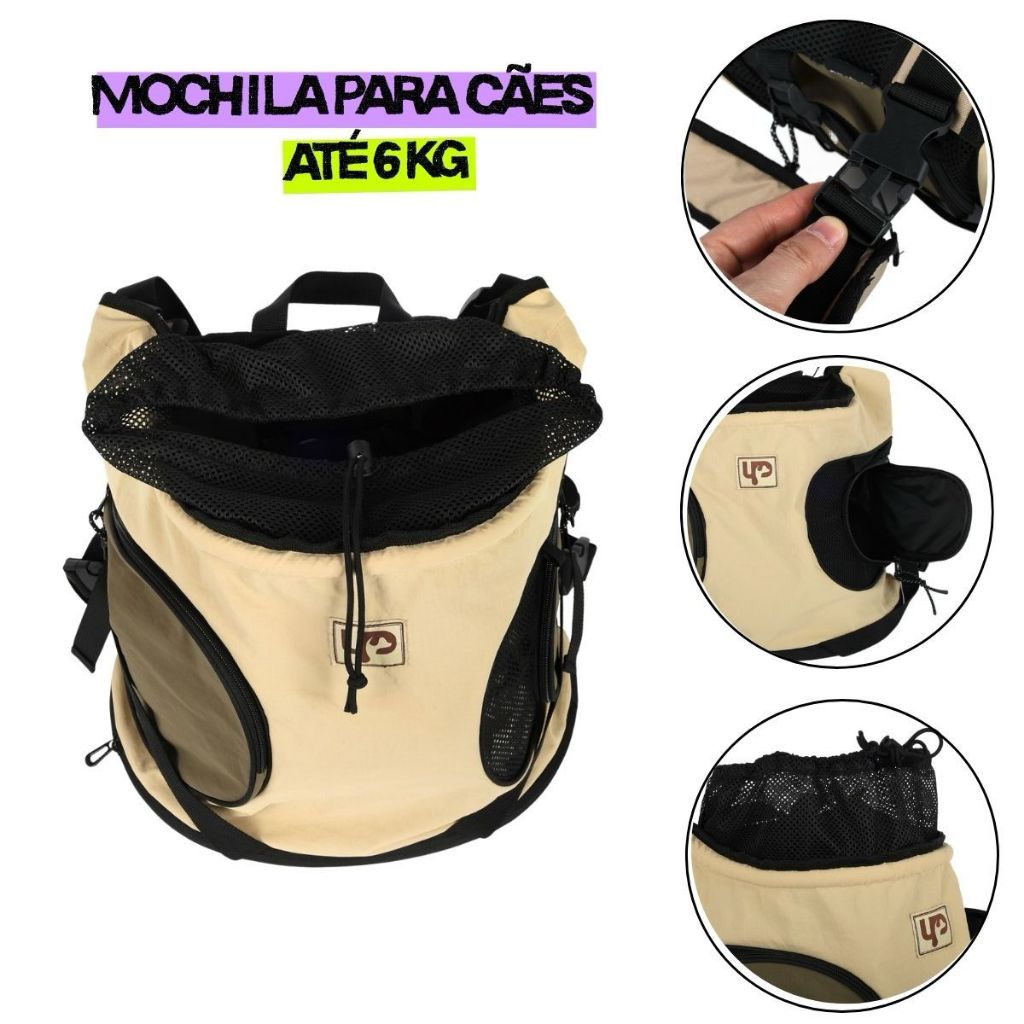 Mochila Pet Transporte Cachorro Gato Canguru até 6kg Frontal Costas Passeio Viagem