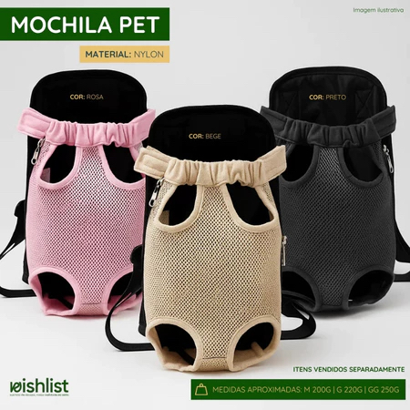 Mochila Bolsa Canguru para Transporte Passeio Pet Cachorro Gato Médio e Pequeno Porte Confortável,tamanho M
