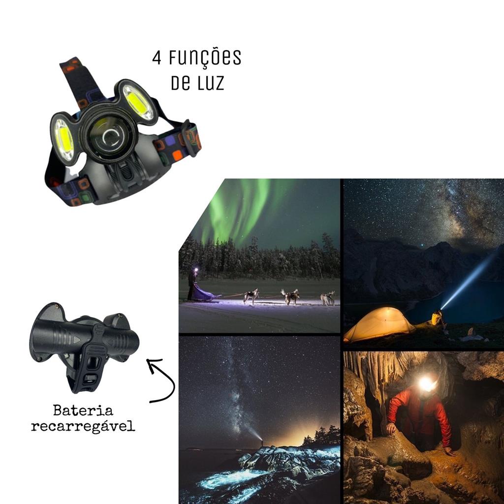 Lanterna De Cabeça 2cob + Led Bike Lights C/ Zoom