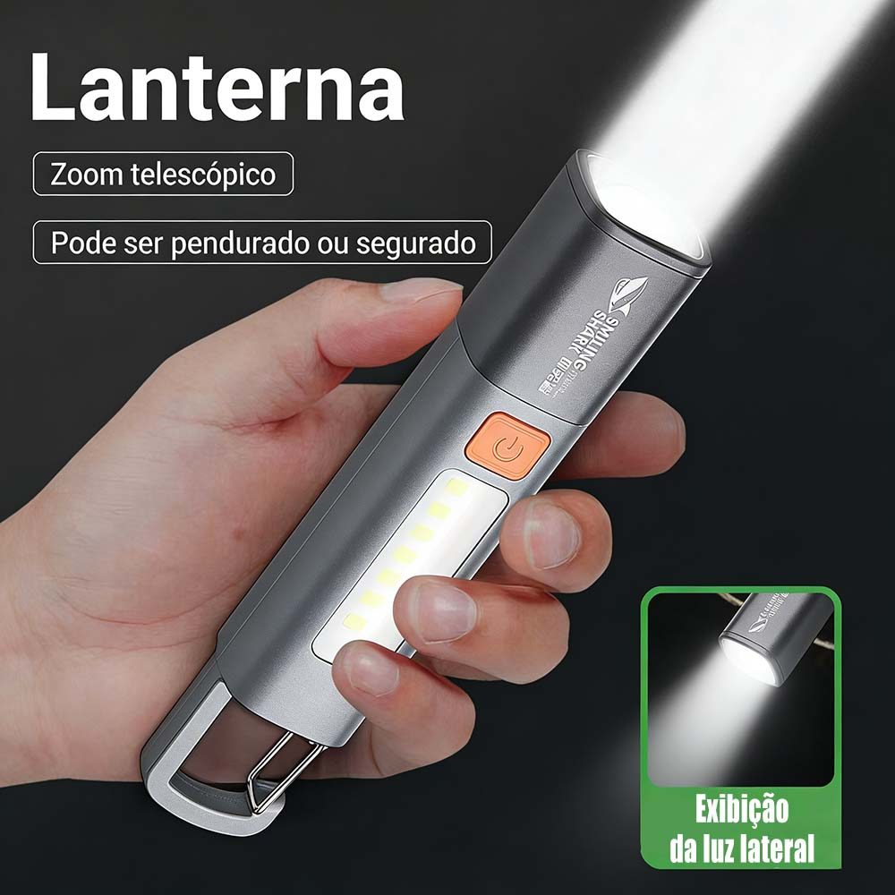Lanterna Led COB Side Light 5 modos de Luz Recarregável Alto Desempenho Camping Trilha Pesca