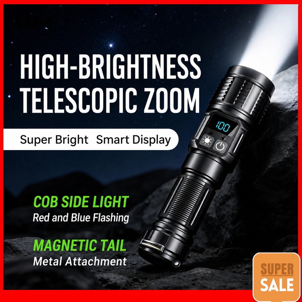 1200mah Super Bright Flash Light COB Side LCD Display Digital Para Uso Doméstico