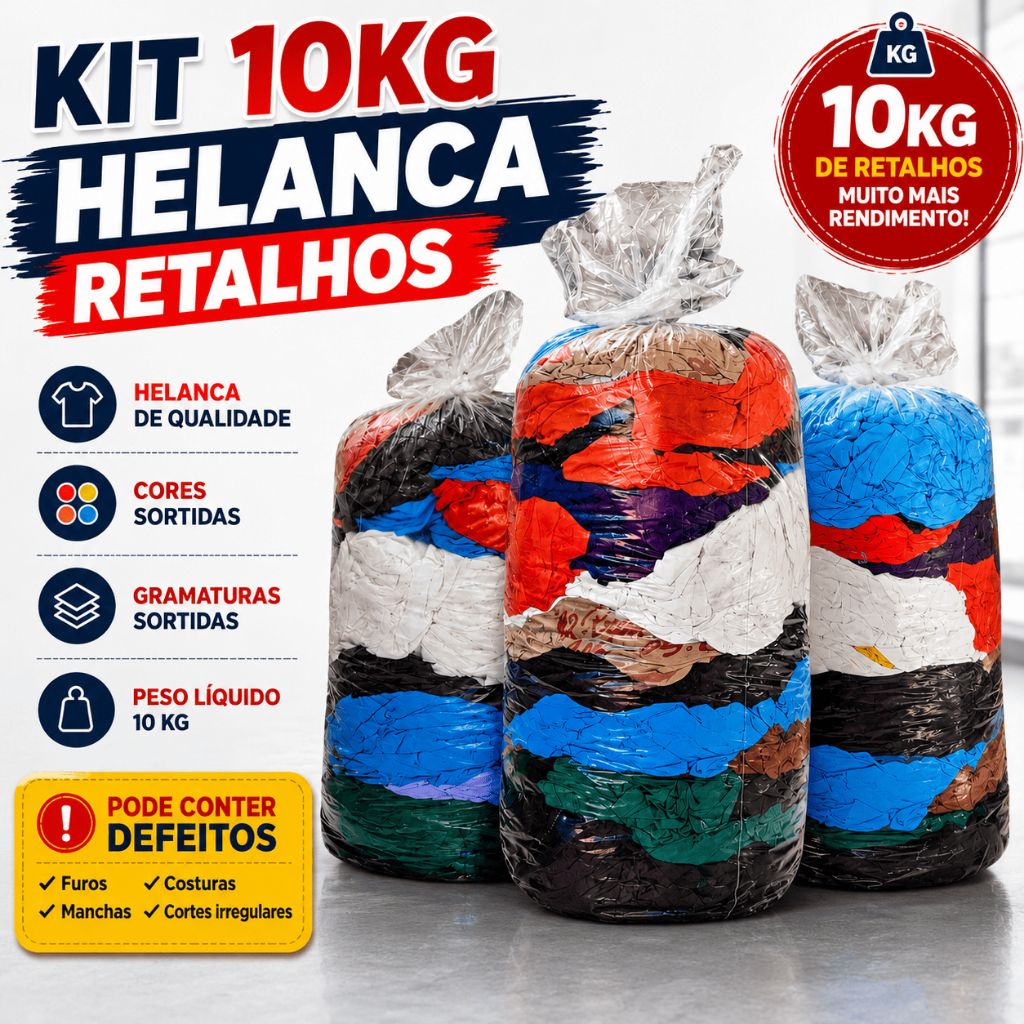 🎁 Super Kit 10kg Retalhos de Helanca - Ideal p/ Fru Fru , Artesanato e Costura!💡
