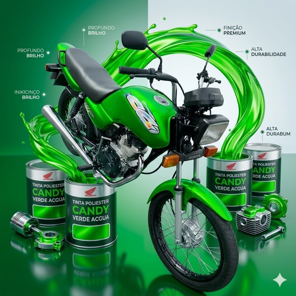 Tinta automotiva base poliester Efeito candy verde acgua perolizado 225ml/400ml/900ml