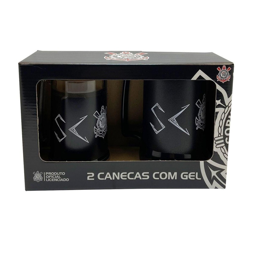 Kit Com 2 Caneca Corinthians Gel Térmica Original 300/400ml