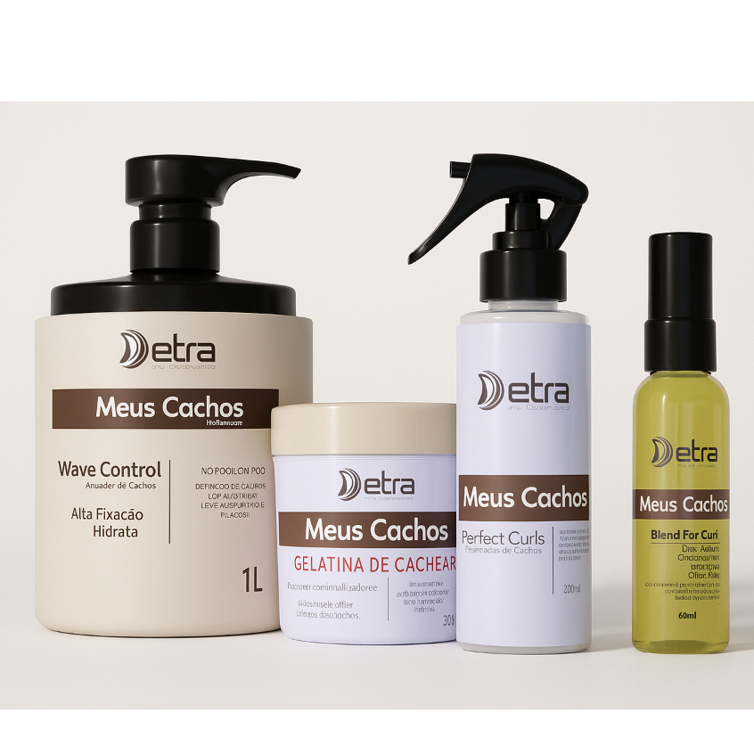 Kit ativador de Cachos 4 Itens livre de sulfatos low poo cabelos cacheados - Detra hair  Cosméticos