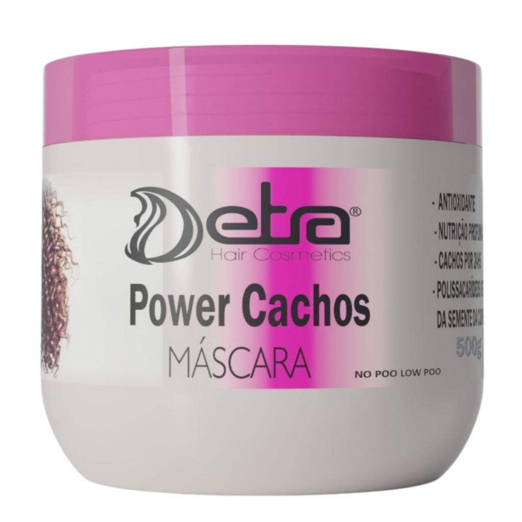 Máscara Hidratante Cachos Detox Hidrataçao para cabelos cacheados ondulados 500ml - Detra Cosméticos