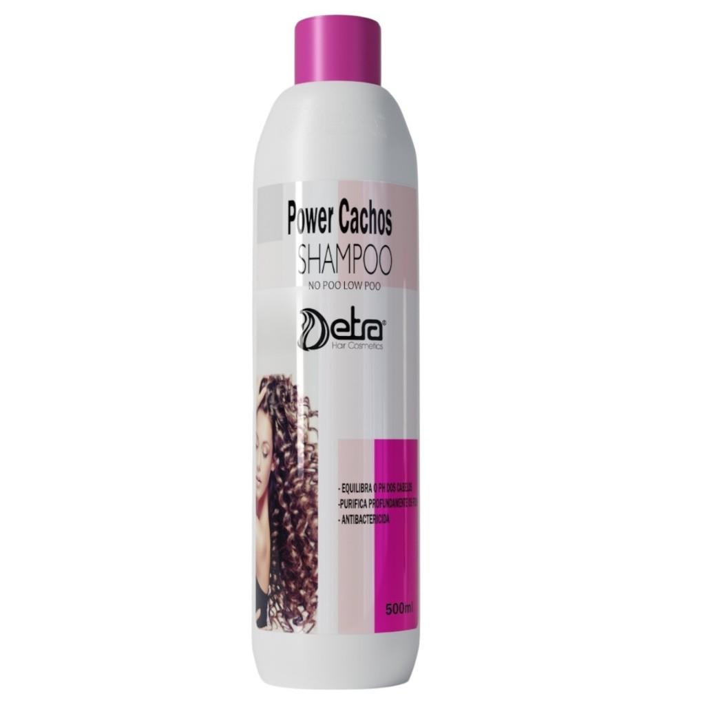 Shampoo Hidratante para Cabelos Cacheados Ondulados Detox Power Cachos 500ml Detra Hair Cosmetics