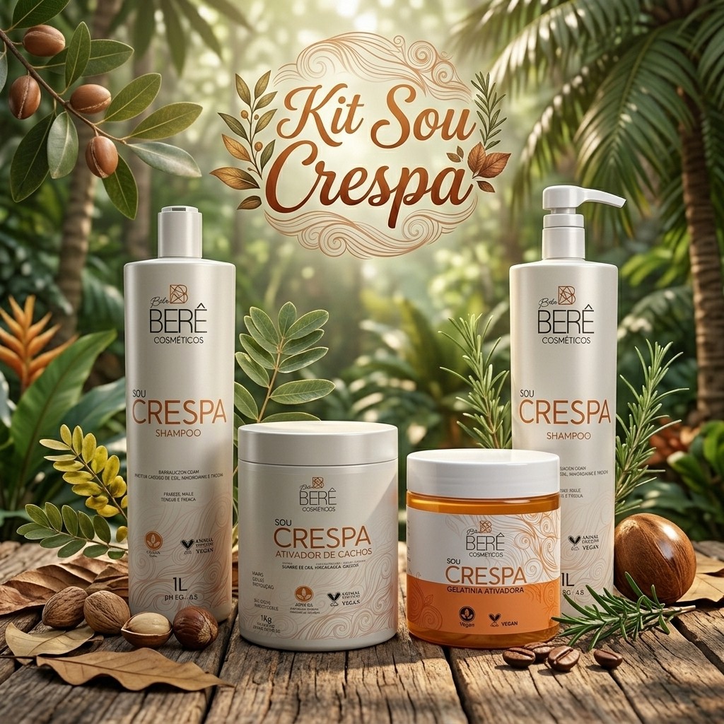 Kit Sou Crespa Bela Berê para Cabelos Crespos e Cacheados Hidratação Nutrição Definição dos Cachos e Controle do Frizz
