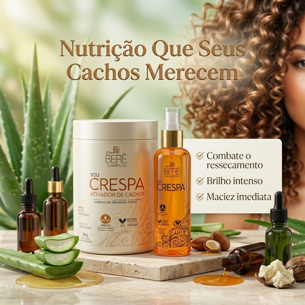 Kit Óleo Capilar + Ativador de Cachos Sou Crespa Bela Berê Nutrição Antifrizz Cabelos Crespos e Cacheados
